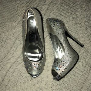 Silver sparkle heels